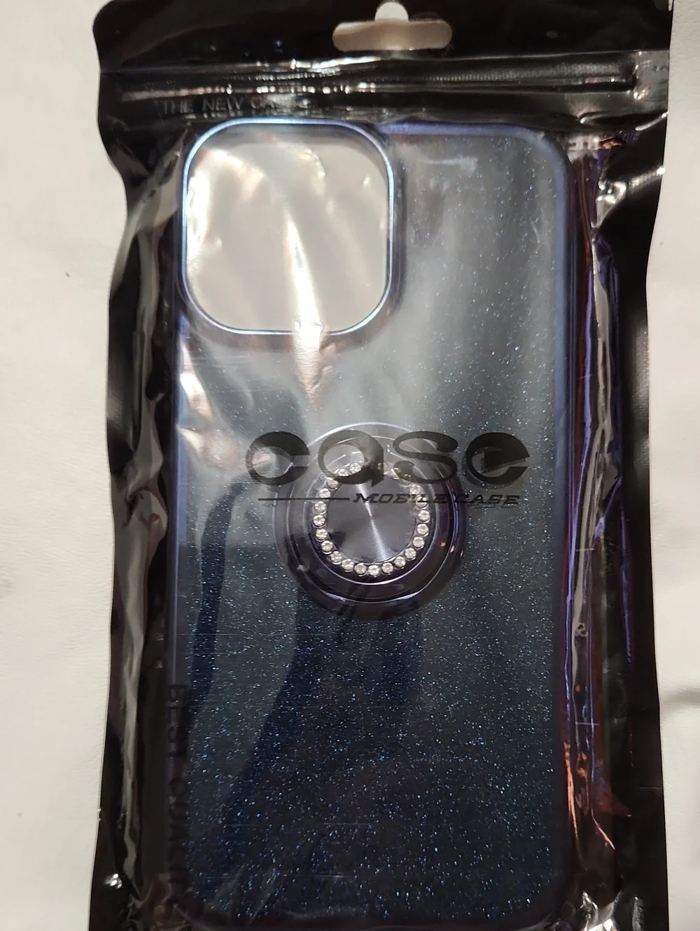 I Phone 13 Pro Max Mobile Blue Glitter Phone with Ring Holder